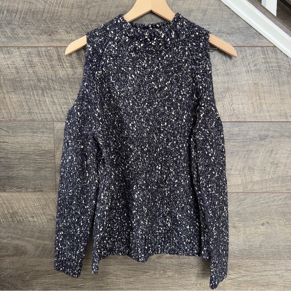 Rebecca Taylor Boucle Cold-Shoulder Mock-Neck Sweater Medium - Picture 4 of 10